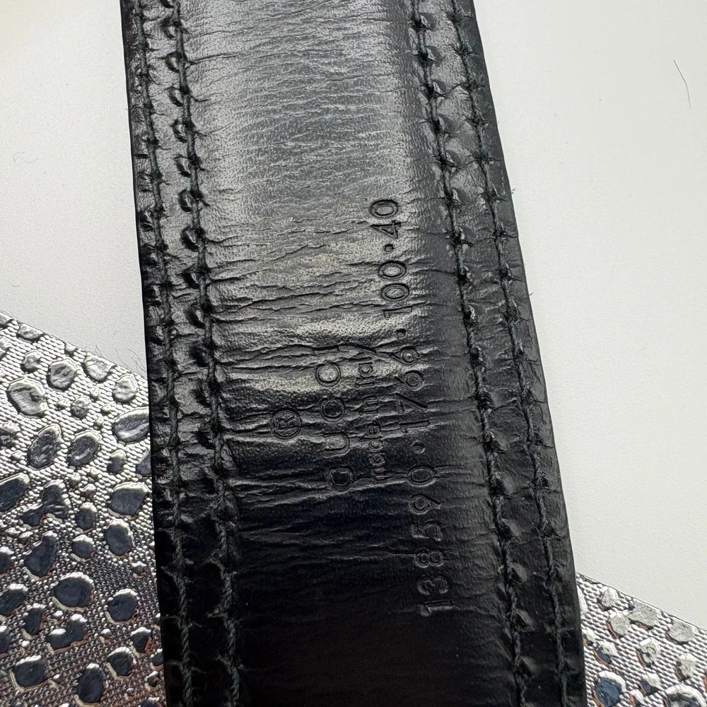 Gucci Mens Black Leather Belt Silver G Buckle 138590 100 40 Made in Italy